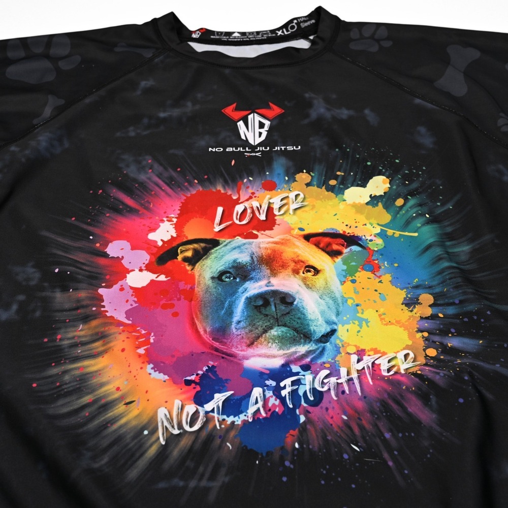 No Bull Men's XL Half Sleeve BJJ Jiu Jitsu Rash Guard Wrestling MMA‎ Pit Bull